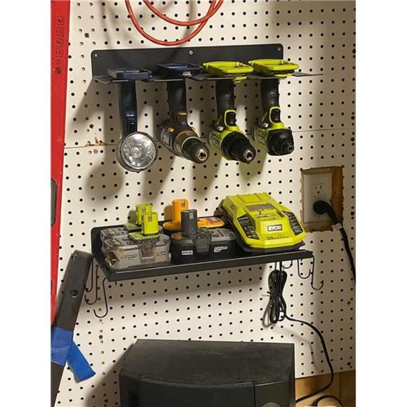 Wokyy Electric Drill Storage Rack, Power Tool Organizer with 4 Drills Holders
